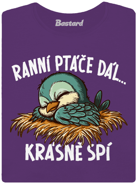 Ranní ptáče spí dámské tričko premium Purple