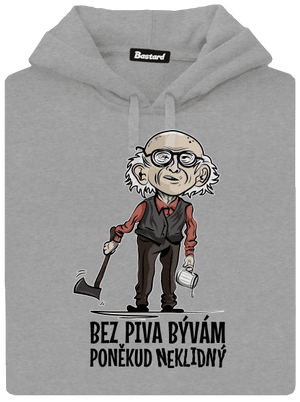 Neklidný bez piva pánská mikina klokanka Light Melange