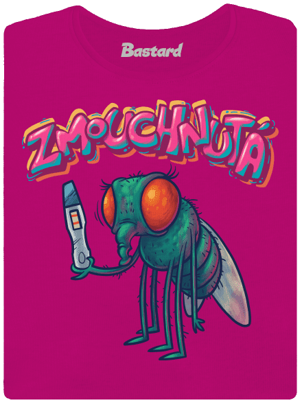 Zmouchnutá dámské tričko Fuchsia Red