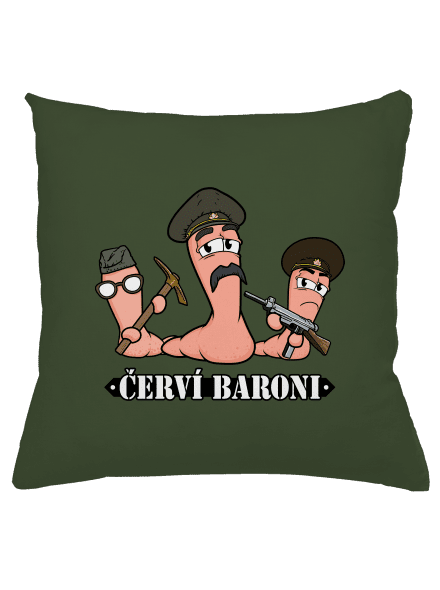 Červí baroni polštář Olive Green