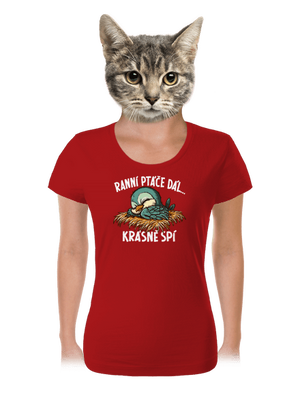 Ranní ptáče spí dámské tričko Red Mal