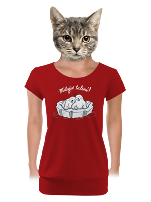 Miluju tulení dámské tričko s lemem Red Mal