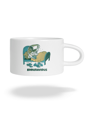 Korunavirus v posteli hrnek makronka White