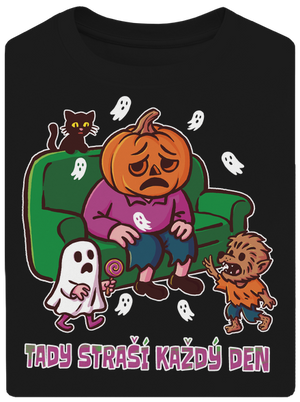 Tady straší každý den unisex tričko oversized Black