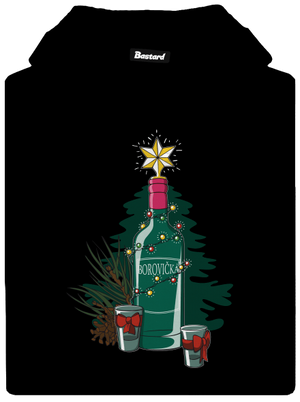 Vánoční borovička pánská mikina klokanka Black