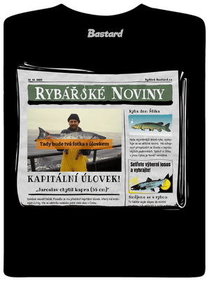 Rybářské noviny pánské tričko Black