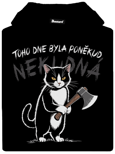 Neklidná kočka pánská mikina klokanka Black