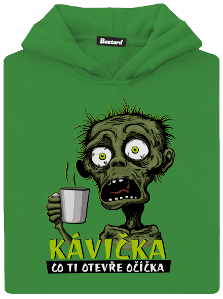 Zombie kávička dětská mikina klokanka Kelly Green AWD