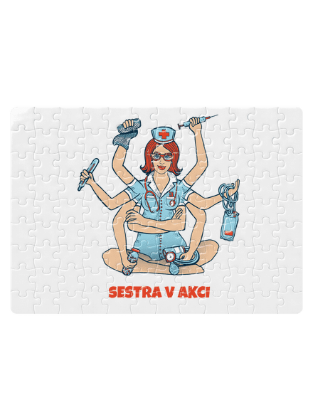Sestra v akci puzzle White