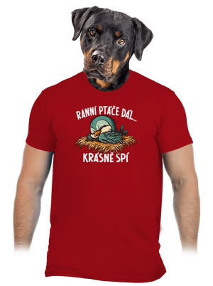 Ranní ptáče spí pánské tričko Red