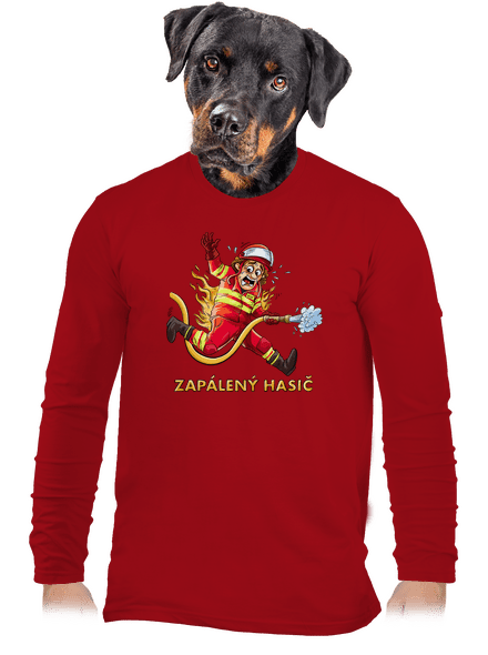 Zapálený hasič a hasička pánské dlouhý rukáv Red