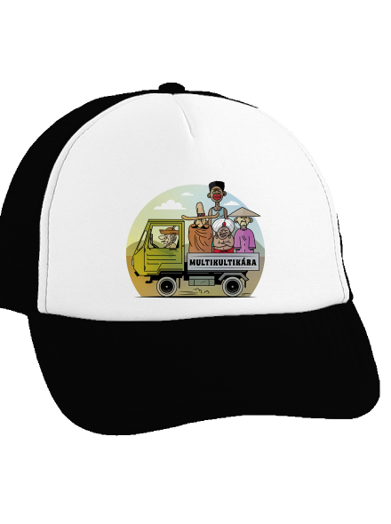 Multikultikára kšiltovka truckerka Black cap