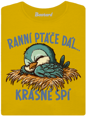 Ranní ptáče spí dámské tričko Yellow
