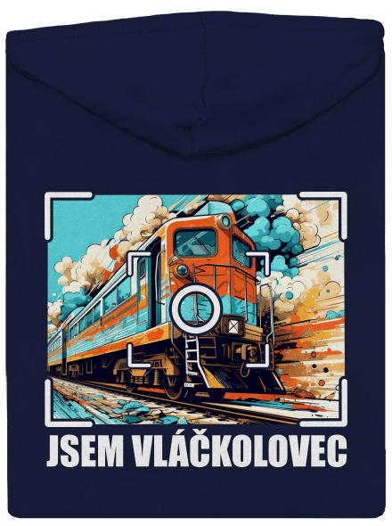 Jsem vláčkolovec pánská mikina na zip Navy