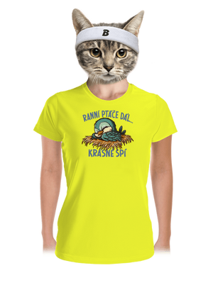 Ranní ptáče spí dámské sportovní tričko Neon Yellow