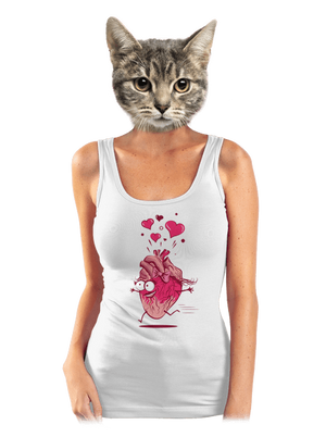 Zamilovaná srdíčka dámské tílko klasické White