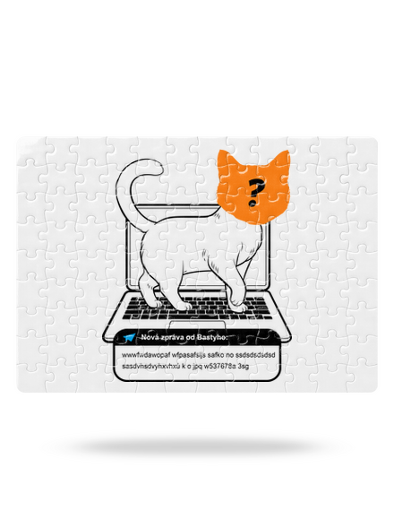 Kočka na klávesnici puzzle White