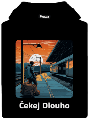 Čekej dlouho pánská mikina klokanka Black