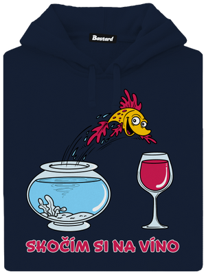 Skočím si na víno pánská mikina klokanka Navy
