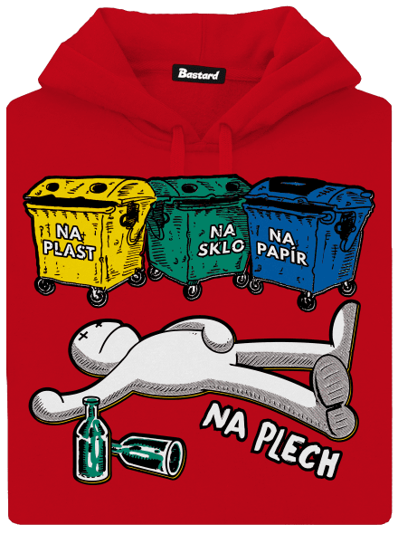 Tříděný odpad pánská mikina klokanka Red