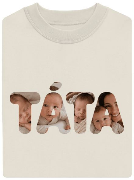 Nápis táta z vlastních fotek unisex mikina bez kapuce Off White