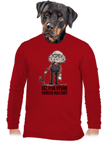 Neklidný bez piva pánské dlouhý rukáv Red