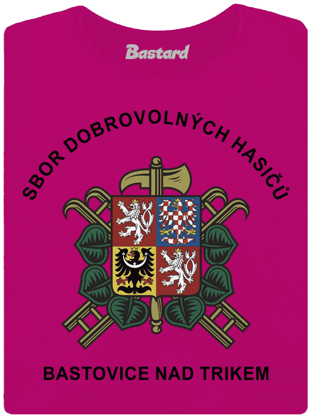 Sbor dobrovolných hasičů s vlastním erbem obce dámské tričko Fuchsia Red