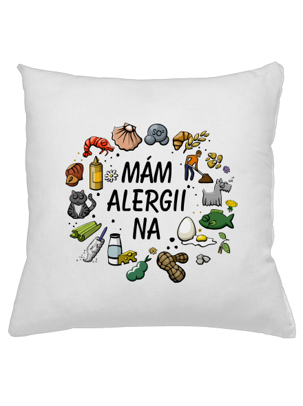 Mám alergii na... + fix polštář White