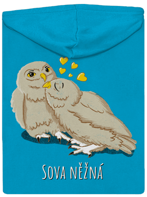 Sova něžná dámská mikina na zip Blue Atol