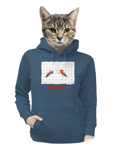 Škvoří piškvorky dámská mikina klokanka Denim