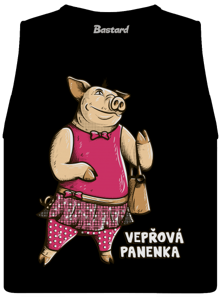 Vepřová panenka dámské tílko volné Black