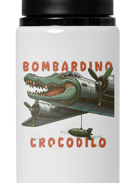 Bombardino Crocodilo – Italian Brainrot lahev na vodu White