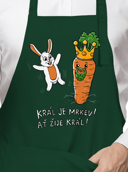 Král je mrkev, ať žije král zástěra Bottle Green