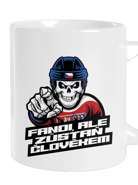Fandi, ale zůstaň člověkem velký hrnek White