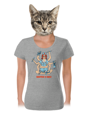 Sestra v akci dámské tričko Dark Gray Melange