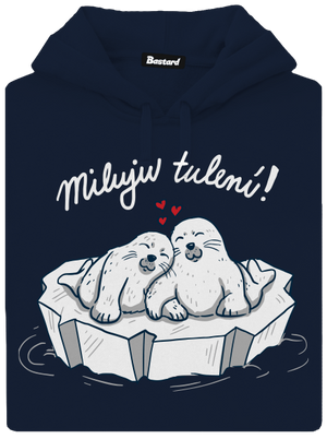 Miluju tulení pánská mikina klokanka Navy