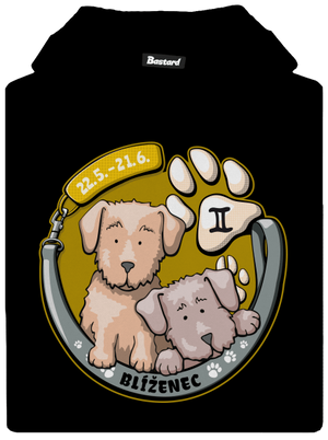 Psí horoskop: Blíženci dětská mikina klokanka Black