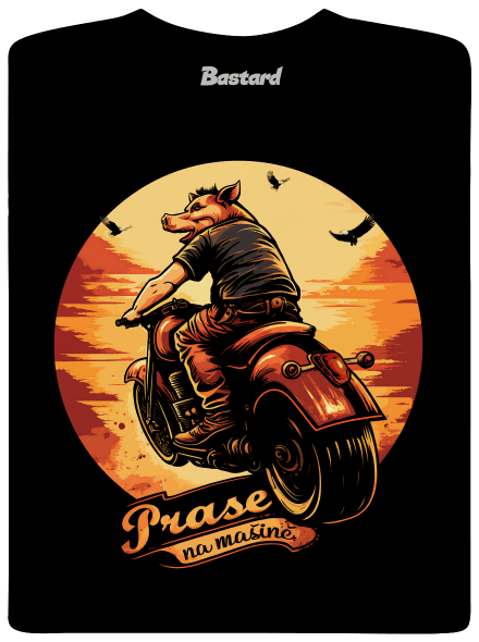 Prase na mašině pánské tričko Black