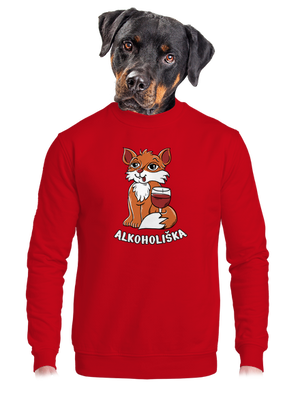 Vínová Alkoholiška unisex mikina bez kapuce Red