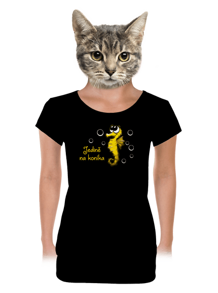 Na koníka dámské tričko s lemem Black