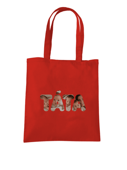 Nápis táta z vlastních fotek taška Bright Red