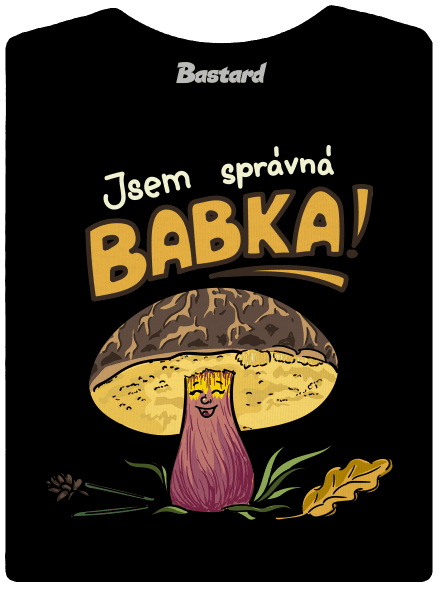 Babka a hříbeček dámské tričko s lemem Black