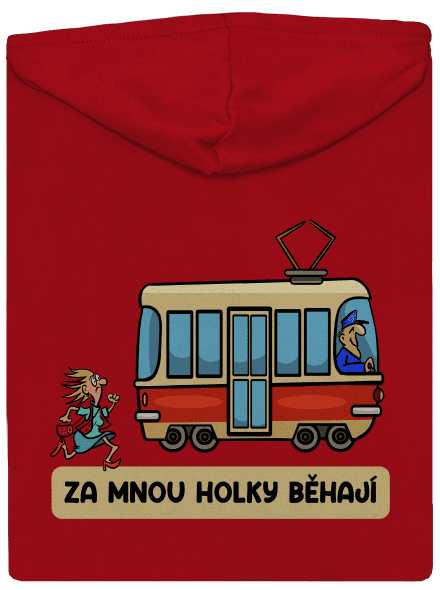 Za mnou holky běhají pánská mikina na zip Red