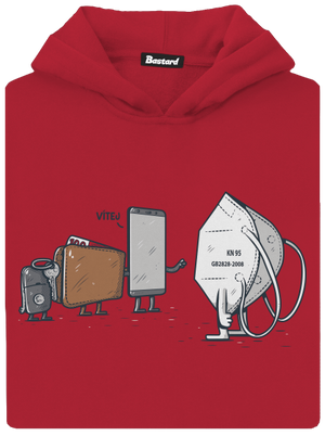 Nový člen dětská mikina klokanka Fire Red