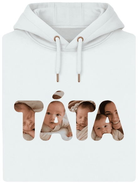 Nápis táta z vlastních fotek unisex mikina premium Snowwhite