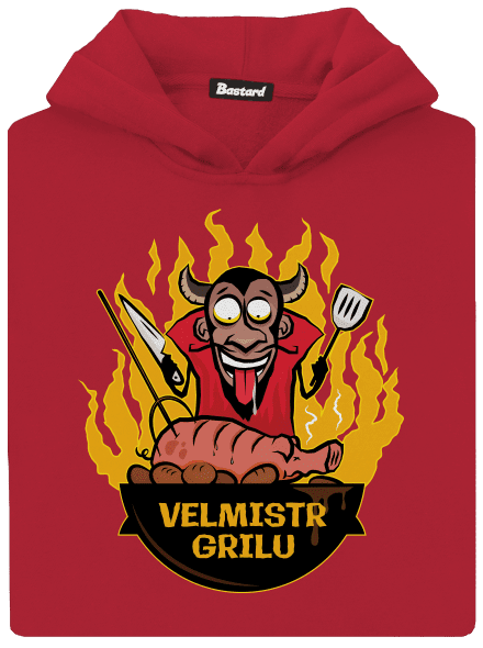 Velmistr grilu dětská mikina klokanka Fire Red