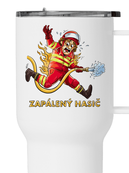 Zapálený hasič a hasička termohrnek White