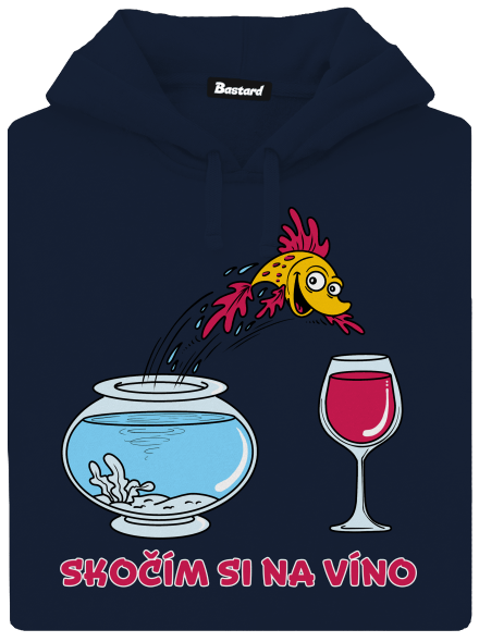 Skočím si na víno pánská mikina klokanka Navy