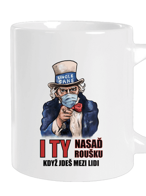 Nasaď roušku velký hrnek White