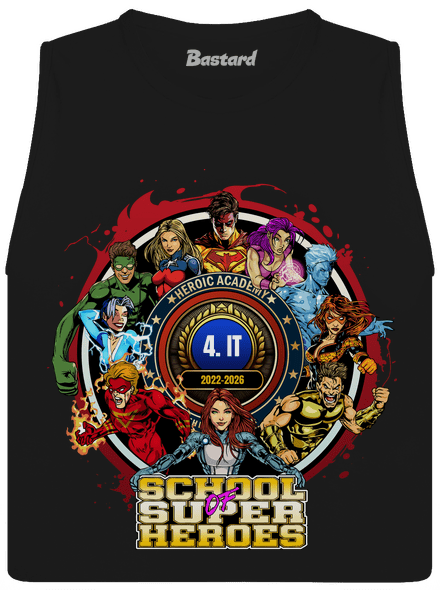 Školní potisk Super school dámské tílko volné Black